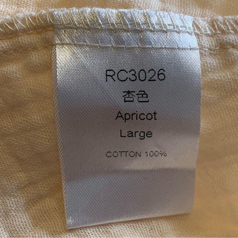 Apricot Button Down Cotton Shirt Dress Size Large - Picture 6 of 9